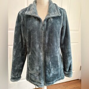 Women's Blue Plush Zip-Up Jacket